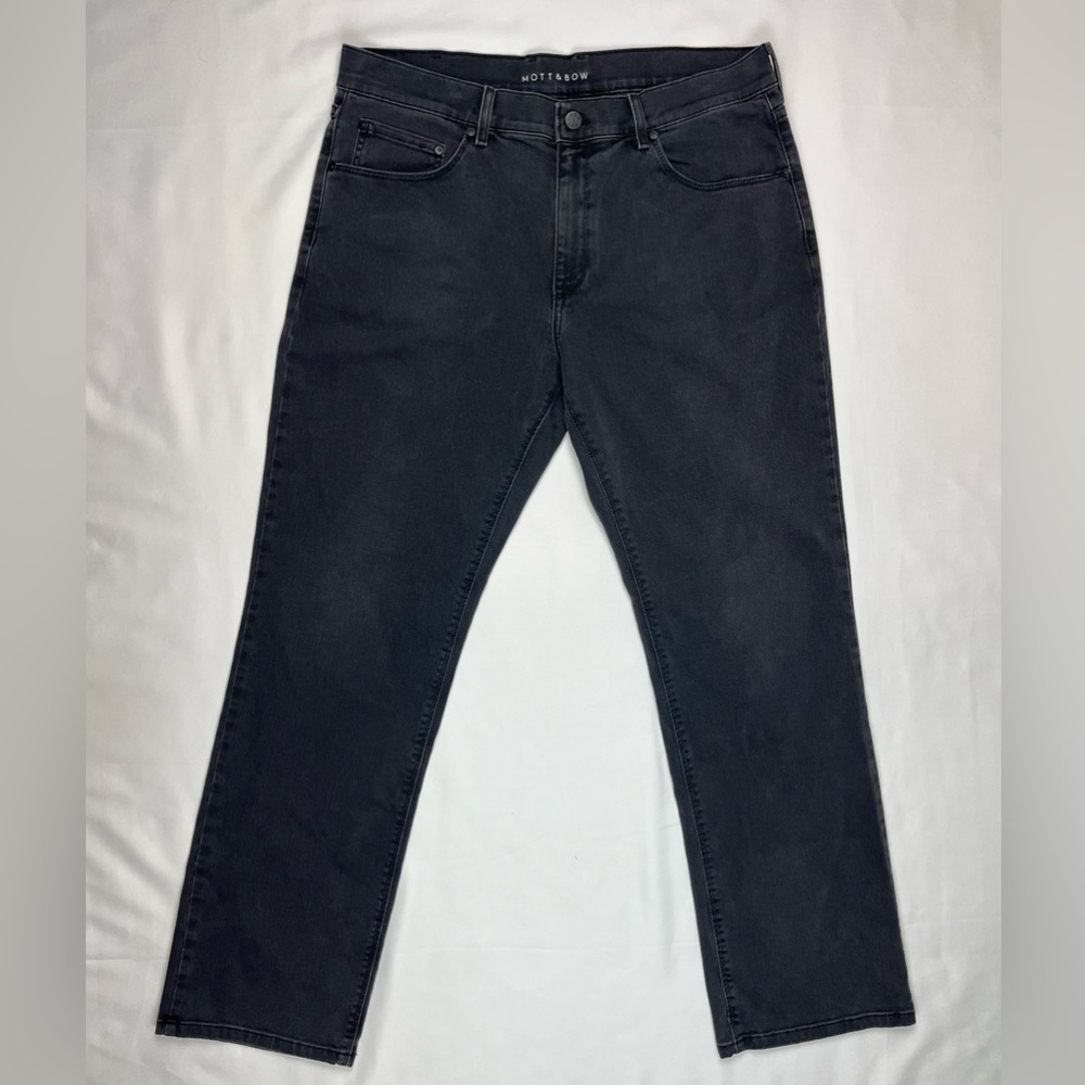 Mott & Bow Mens Straight Jeans 36 x 32 Dark Anthracite Overdyed Denim Pants C2